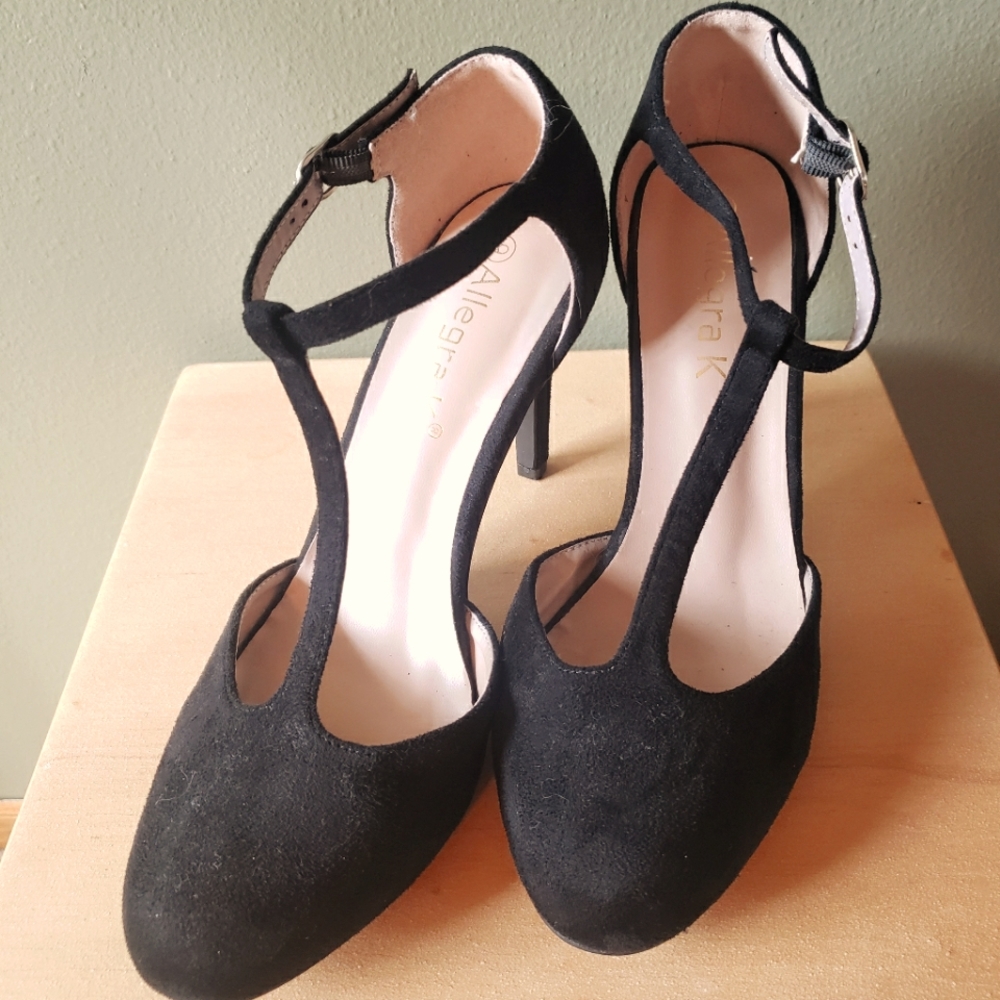 Tstrap Heels Black Sz9